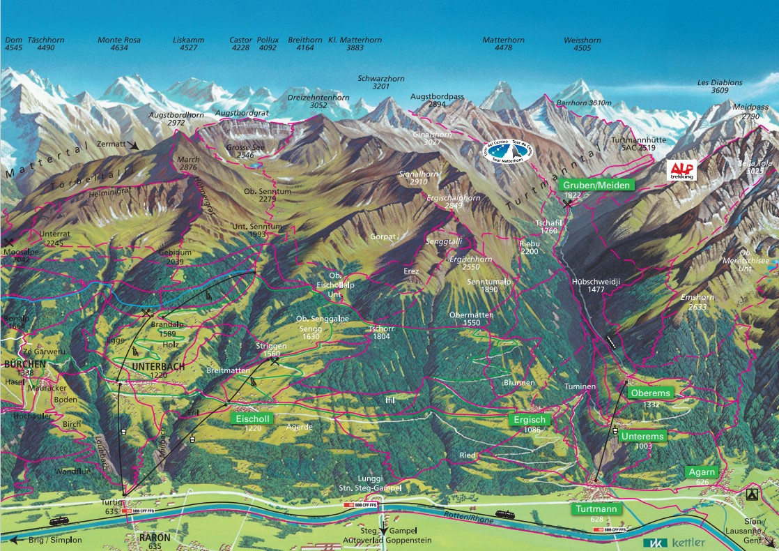 Wanderkarte Region Turtmanntal